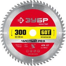 ЗУБР Чистый рез, 300 x 32/30 мм, 60Т, пильный диск по дереву (36914-300-32-60)