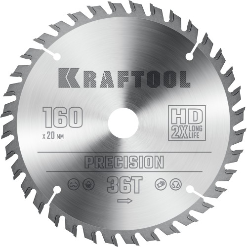 KRAFTOOL Precision, 160 х 20 мм, 36Т, пильный диск по дереву (36952-160-20)