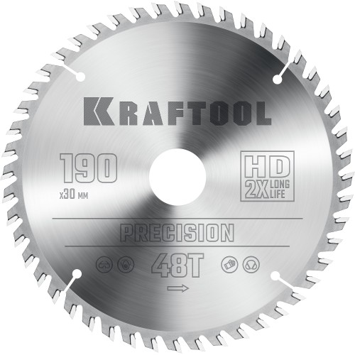 KRAFTOOL Precision, 190 х 30 мм, 48Т, пильный диск по дереву (36952-190-30)