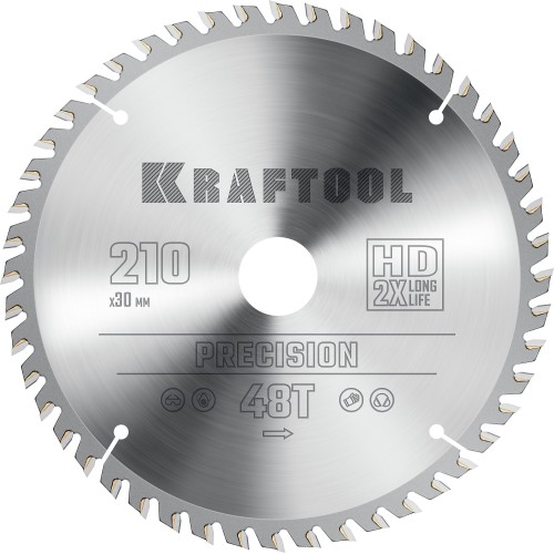 KRAFTOOL Precision, 210 х 30 мм, 48Т, пильный диск по дереву (36952-210-30)