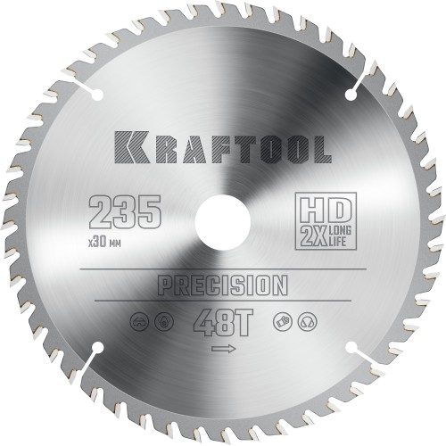 KRAFTOOL Precision, 235 х 30 мм, 48Т, пильный диск по дереву (36952-235-30)