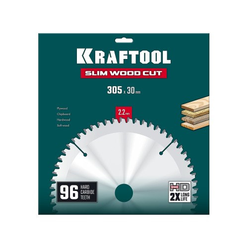 KRAFTOOL Slim wood cut 305 х 30 x 2.2 мм, 96Т, диск пильный по дереву, (36955-305-30-96)