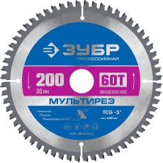 ЗУБР Мультирез, 200 x 30 мм, 60Т, пильный диск по алюминию, Профессионал (36907-200-30-60)
