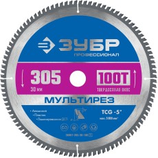 ЗУБР Мультирез, 305 x 30 мм, 100Т, пильный диск по алюминию, Профессионал (36907-305-30-100)