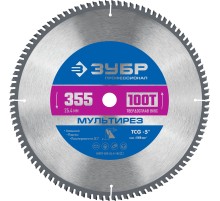 ЗУБР Мультирез, 355 х 25.4 мм, 100Т, пильный диск по алюминию, Профессионал (36907-355-25.4-100)