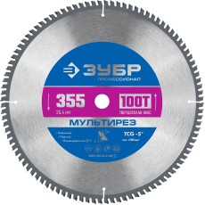 ЗУБР Мультирез, 355 х 25.4 мм, 100Т, пильный диск по алюминию, Профессионал (36907-355-25.4-100)