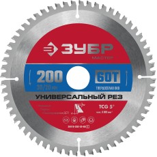 ЗУБР Универсальный рез, 200 x 30 мм, 60Т, пильный диск по алюминию (36916-200-30-60)