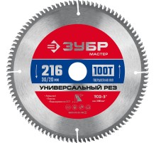 ЗУБР Универсальный рез, 216 x 30/20 мм, 100Т, пильный диск по алюминию (36916-216-30-100)