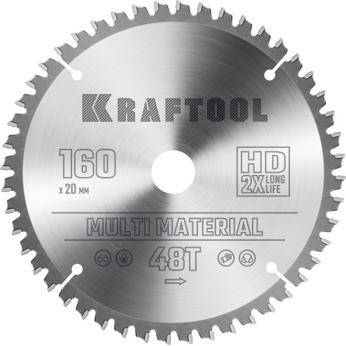 KRAFTOOL Multi Material, 160 х 20 мм, 48Т, пильный диск по алюминию (36953-160-20)