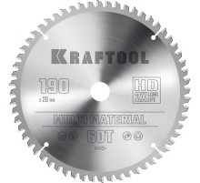 KRAFTOOL Multi Material, 190 х 20 мм, 60Т, пильный диск по алюминию (36953-190-20)