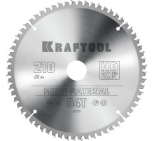 KRAFTOOL Multi Material, 210 х 30 мм, 64Т, пильный диск по алюминию (36953-210-30)