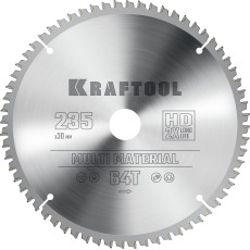 KRAFTOOL Multi Material, 235 х 30 мм, 64Т, пильный диск по алюминию (36953-235-30)