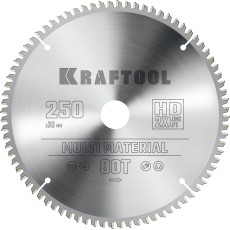 KRAFTOOL Multi Material, 250 х 30 мм, 80Т, пильный диск по алюминию (36953-250-30)