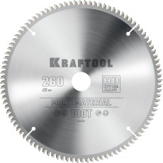 KRAFTOOL Multi Material, 260 х 30 мм, 100Т, пильный диск по алюминию (36953-260-30)