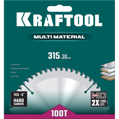 KRAFTOOL Multi Material, 315 х 30 мм, 96Т, пильный диск по алюминию (36953-315-30)