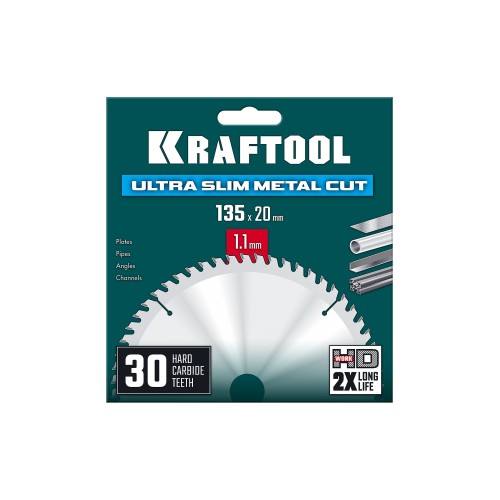 KRAFTOOL Ultra-Slim Metal Cut 135 х 20 x 1.3 мм, 30Т, диск пильный, тонкий рез металла (36956-135-20-30)
