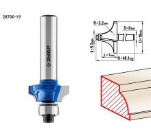 ЗУБР 19.0 x 7 мм, радиус 3.2 мм, фреза кромочная калевочная №1, Профессионал (28700-19)