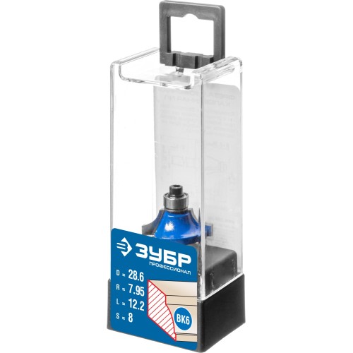 ЗУБР 28.6 x 12.2 мм, радиус 8 мм, фреза кромочная калевочная №1, Профессионал (28700-28.6)