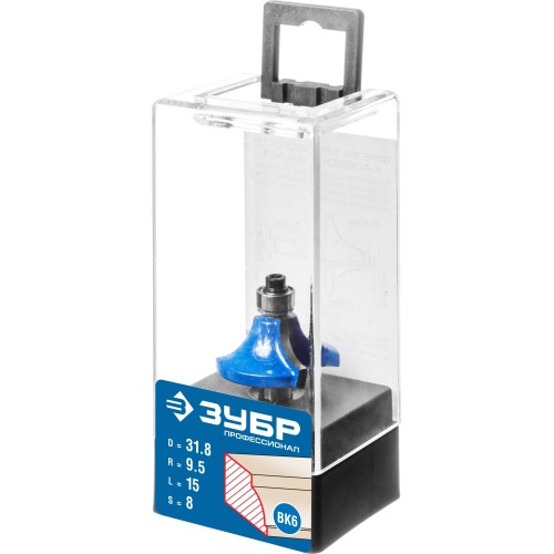 ЗУБР 31.8 x 15 мм, радиус 9.5 мм, фреза кромочная калевочная №1, Профессионал (28700-31.8)