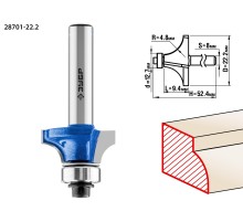 ЗУБР 22.2 x 9.4 мм, радиус 4.8 мм, фреза кромочная калевочная №1, Профессионал (28701-22.2)