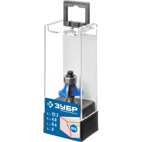 ЗУБР 22.2 x 9.4 мм, радиус 4.8 мм, фреза кромочная калевочная №1, Профессионал (28701-22.2)