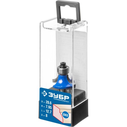 ЗУБР 28.6 x 12.7 мм, радиус 8 мм, фреза кромочная калевочная №1, Профессионал (28701-28.6)