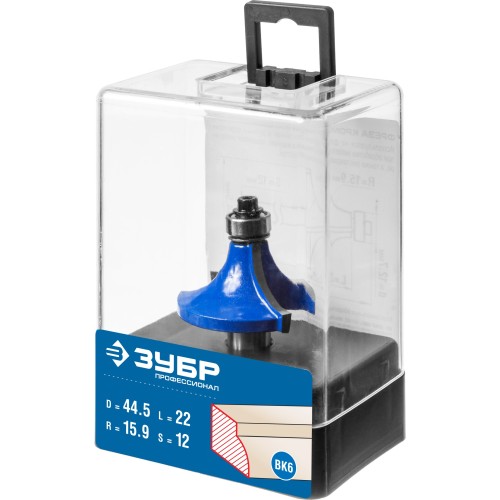 ЗУБР 44.5 x 22 мм, радиус 16 мм, фреза кромочная калевочная №1, Профессионал (28701-44.5)