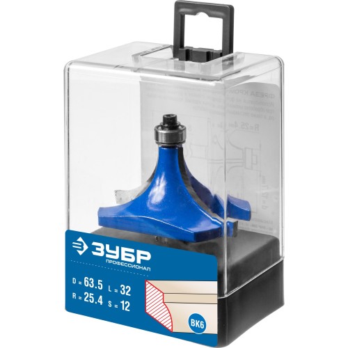 ЗУБР 63.5 x 32 мм, радиус 25 мм, фреза кромочная калевочная №1, Профессионал (28701-63.5)