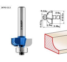 ЗУБР 22.2 x 8 мм, радиус 4.8 мм, фреза кромочная калевочная №2, Профессионал (28702-22.2)