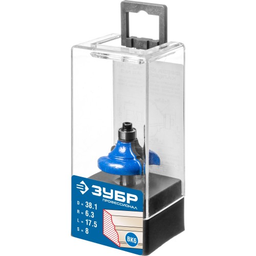 ЗУБР 38.1 x 17.5 мм, радиус 6.3 мм, фреза кромочная калевочная №3, Профессионал (28704-38.1)