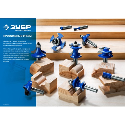 ЗУБР 38.1 x 17.5 мм, радиус 6.3 мм, фреза кромочная калевочная №3, Профессионал (28704-38.1)