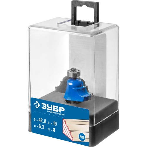 ЗУБР 42.8 x 19 мм, радиус 6.3 мм, фреза кромочная калевочная №4, Профессионал (28705-42.8)