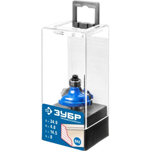 ЗУБР 34.9 x 15 мм, радиус 4.8 мм, фреза кромочная калевочная №5, Профессионал (28706-34.9)