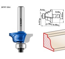 ЗУБР 28.6 x 12 мм, радиус 4 мм, фреза кромочная калевочная №6, Профессионал (28707-28.6)