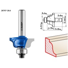 ЗУБР 28.6 x 12 мм, радиус 4 мм, фреза кромочная калевочная №6, Профессионал (28707-28.6)