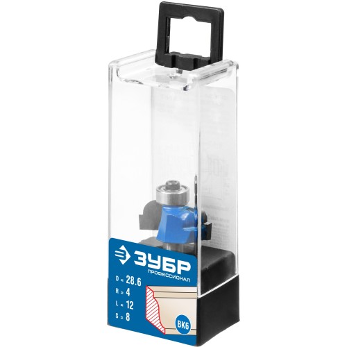 ЗУБР 28.6 x 12 мм, радиус 4 мм, фреза кромочная калевочная №6, Профессионал (28707-28.6)