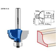 ЗУБР 31.8 x 17 мм, радиус 8 мм, фреза кромочная калевочная №7, Профессионал (28708-31.8)