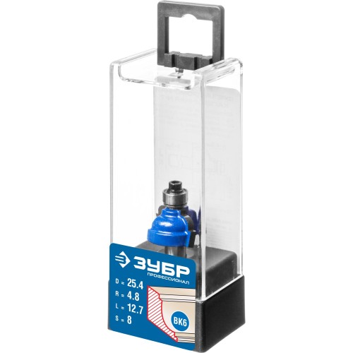 ЗУБР 25.4 x 13 мм, радиус 4.8 мм, фреза кромочная калевочная №7, Профессионал (28709-25.4)