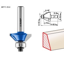 ЗУБР 25.4 x 8 мм, фреза кромочная калевочная (фасочная) №9, Профессионал (28711-25.4)