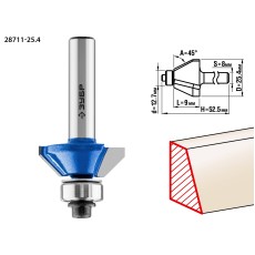 ЗУБР 25.4 x 8 мм, фреза кромочная калевочная (фасочная) №9, Профессионал (28711-25.4)