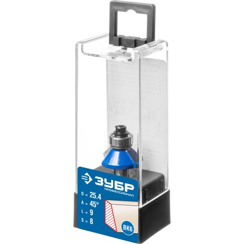 ЗУБР 25.4 x 8 мм, фреза кромочная калевочная (фасочная) №9, Профессионал (28711-25.4)