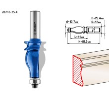 ЗУБР 25.4 x 41 мм, хвостовик 12 мм, фреза кромочная фигурная №5, Профессионал (28716-25.4)