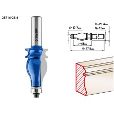 ЗУБР 25.4 x 41 мм, хвостовик 12 мм, фреза кромочная фигурная №5, Профессионал (28716-25.4)