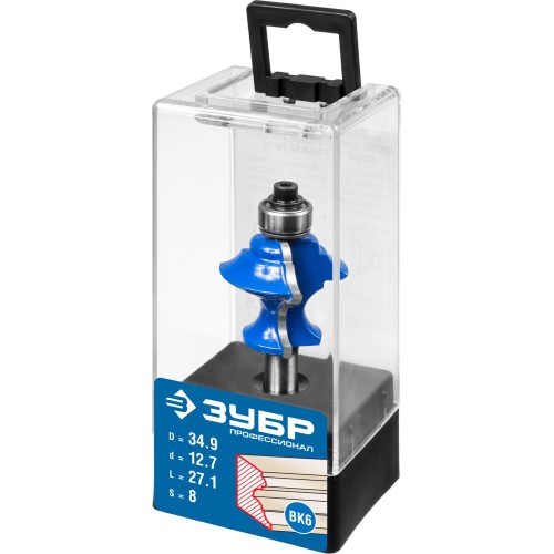 ЗУБР 34.9 x 25.4 мм, хвостовик 8 мм, фреза кромочная фигурная №6, Профессионал (28717-34.9)