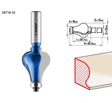 ЗУБР 32 x 38 мм, хвостовик 12 мм, фреза кромочная фигурная №7, Профессионал (28718-32)
