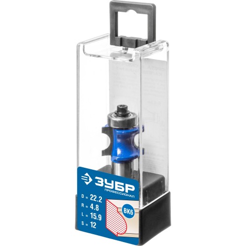 ЗУБР 22.2 x 25.4 мм, радиус 4.8 мм, фреза полустержневая с подшипником, Профессионал (28722-22.2)