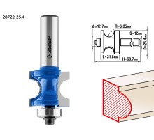 ЗУБР 25.4 x 31.8 мм, радиус 6.3 мм, фреза полустержневая с подшипником, Профессионал (28722-25.4)