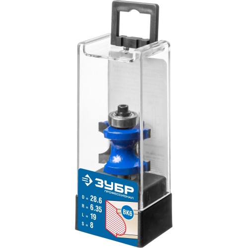 ЗУБР 28.6 x 19 мм, радиус 6.3 мм, фреза полустержневая с подшипником, Профессионал (28722-28.6)