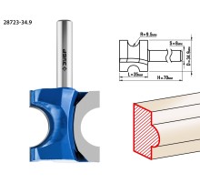 ЗУБР 34.9 x 35 мм, радиус 9.5 мм, фреза полустержневая, Профессионал (28723-34.9)