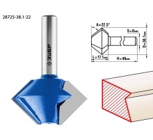ЗУБР 38.1 x 22 мм, фреза кромочная конусная, Профессионал (28725-38.1-22)